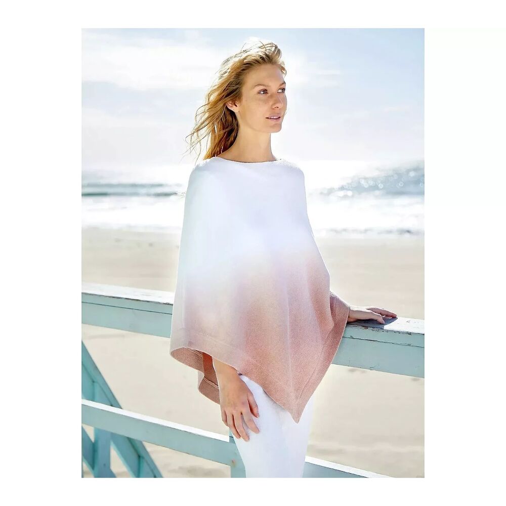 BAREFOOT DREAMS CozyChic Ultra Lite Ocean Breeze Ombre Poncho One Size Plus